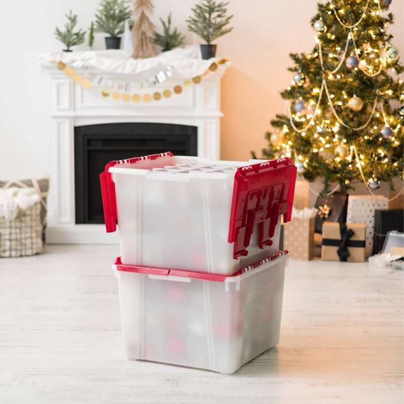 IRIS 2pk Ornament Storage Box Pearl Red