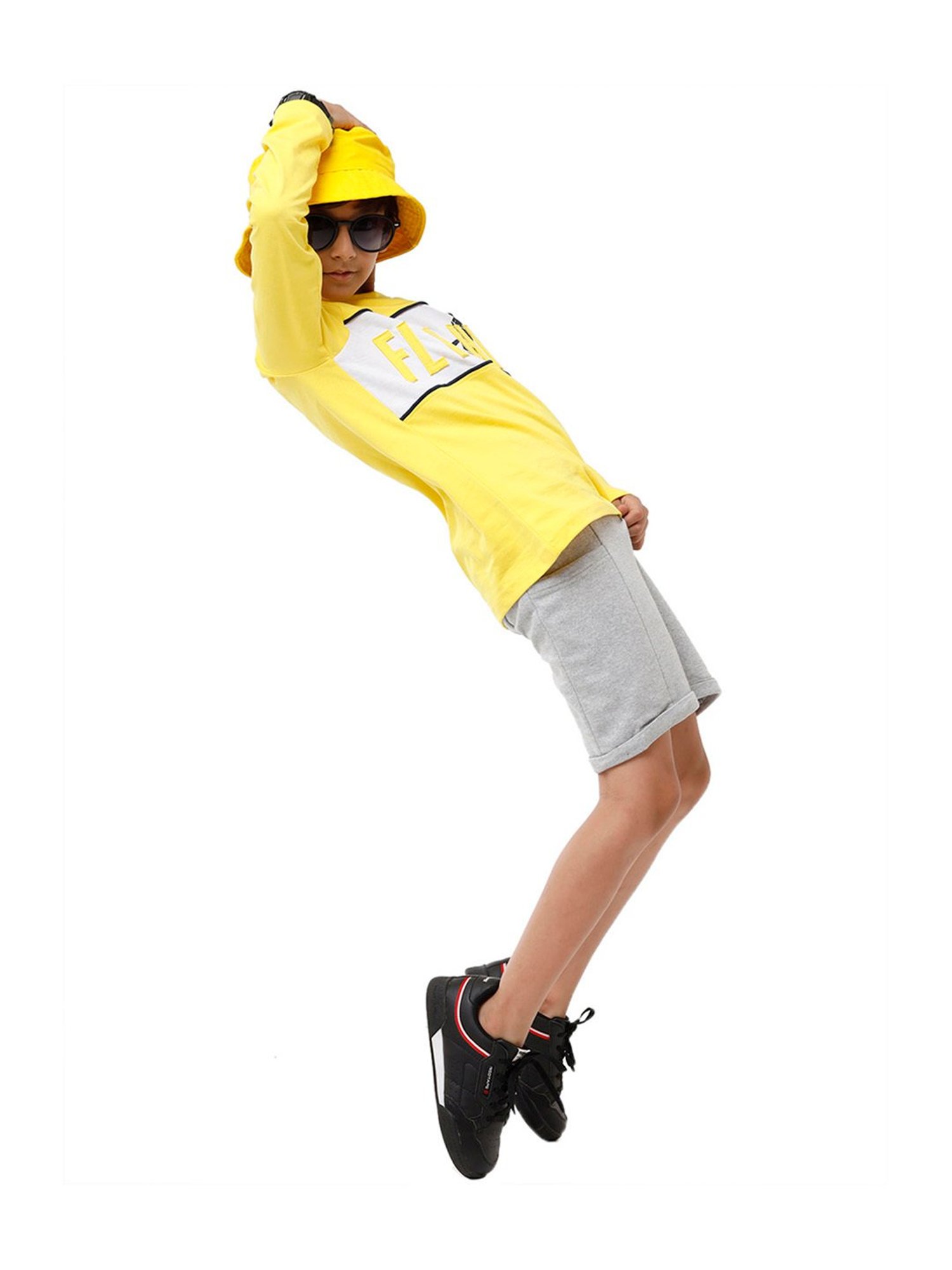 Under Fourteen Only Kids Yellow & White Applique Full Sleeves T-Shirt