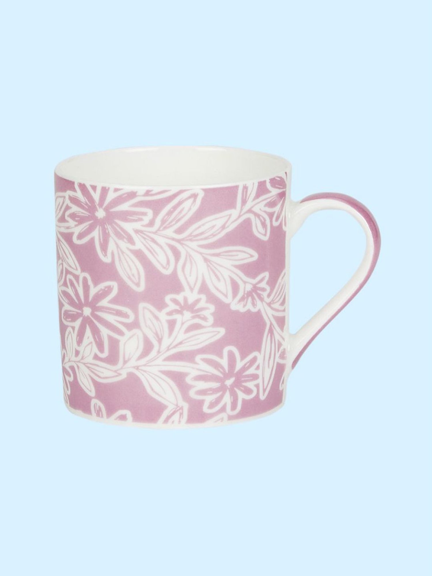 Living Scapes by Pantaloons Pink Bone China Tea Coffee Mugs (0.21 L) - Set of 2