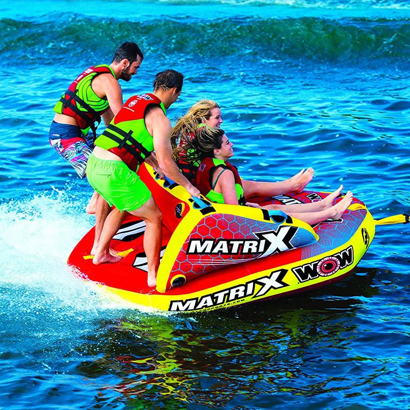 WOW Watersports 1-4 Person Matrix Towable Inflatable Water Boating Deck Tube with Multiple Riding Options