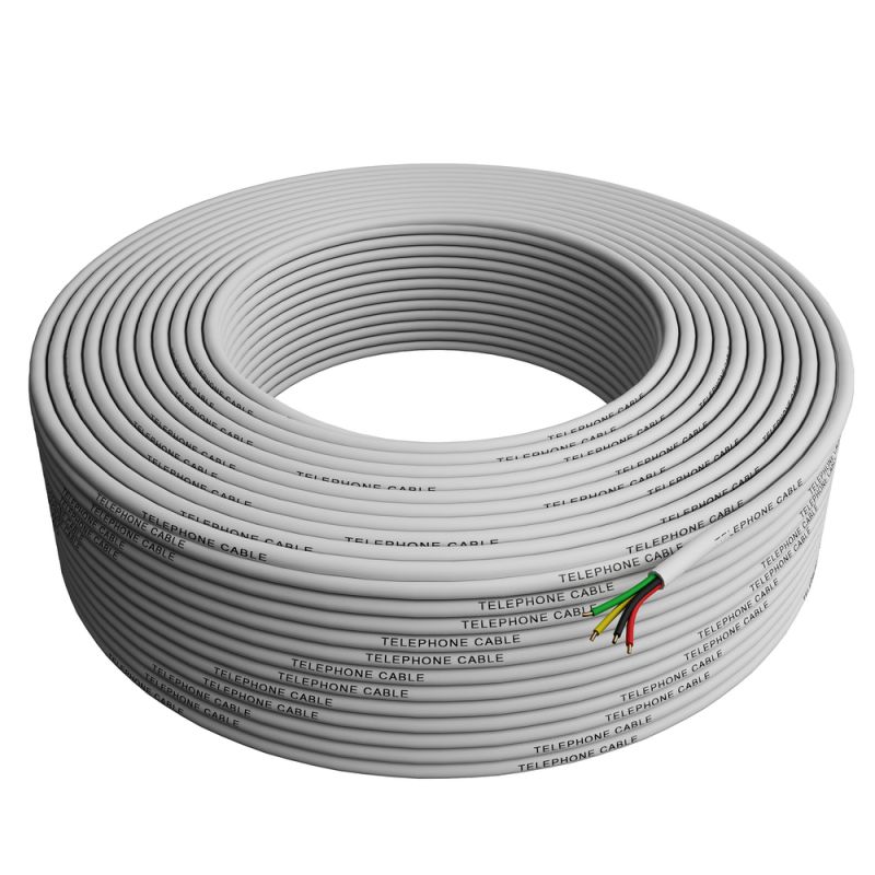 Round Phone Cable - Tupavco TP801 - 300ft White Roll (100 M - 328 ft) 4X1/0.4 Reel Telephone Cord