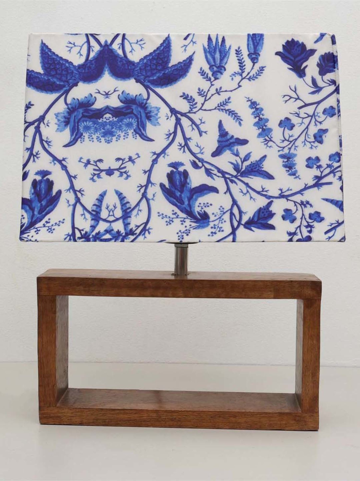 Homesake Blue & Brown Wood Bedside Desk Nightstand Table Lamp