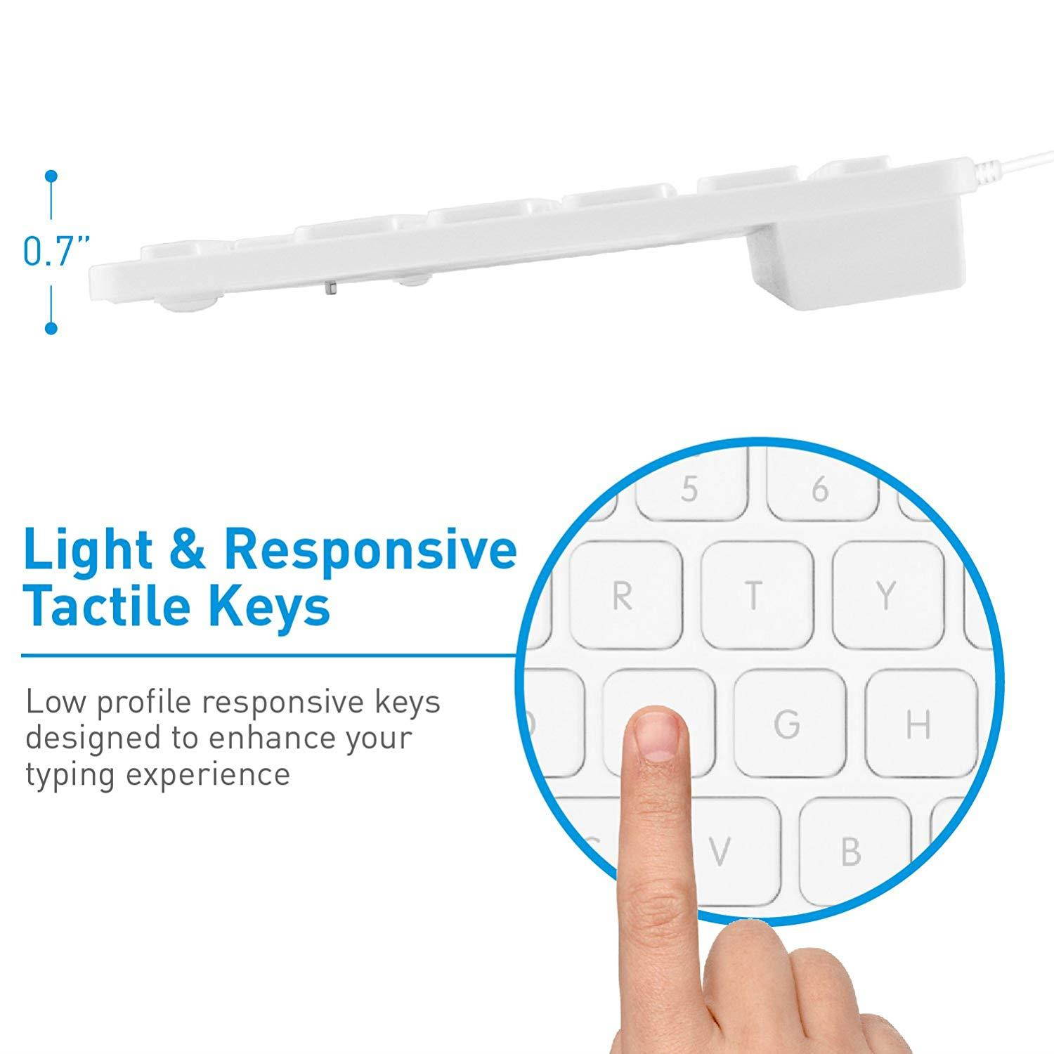 Macally Slim USB Wired Small Compact Mini Computer Keyboard for Apple Mac, iMac, MacBook Pro/Air, Mac Mini, Windows PC Desktops, Laptop (SLIMKEYC)