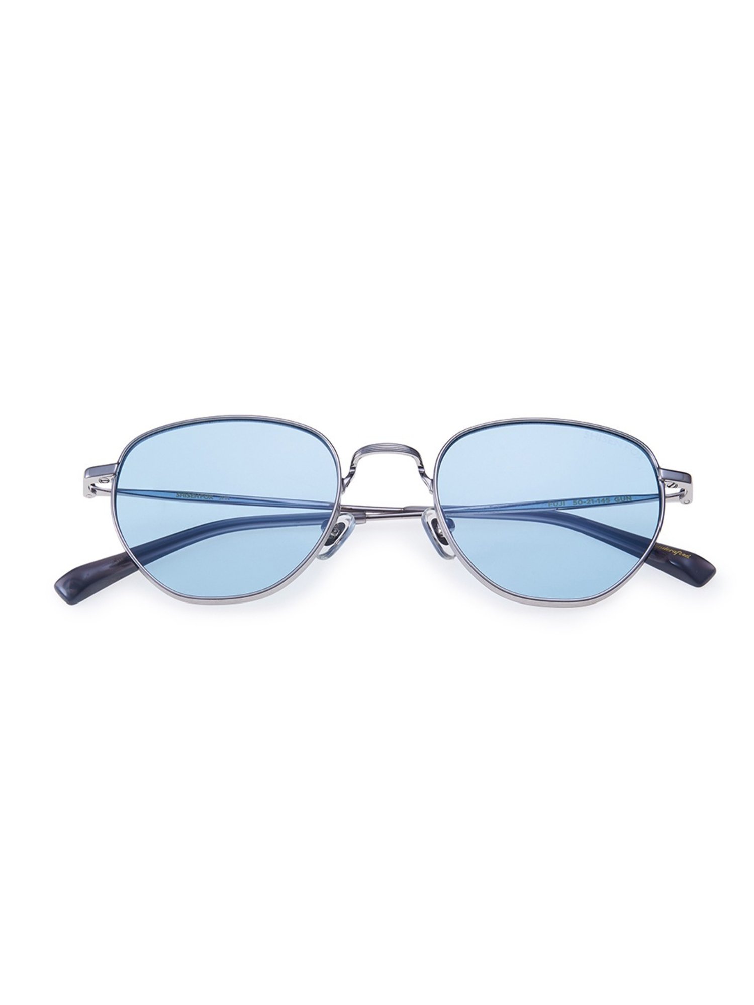 Shisen Fox Fuji Gun-Light Blue Round Unisex UV Protection Sunglasses -50 mm