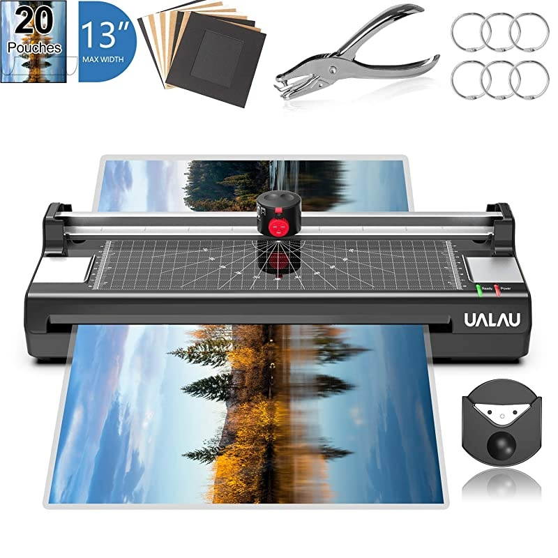 13 Inches Laminator Machine  7 in 1 Thermal Laminator with 20 Laminating Pouches Paper Trimmer Corner Rounder Photo Frame for HomeSchoolOffice Use