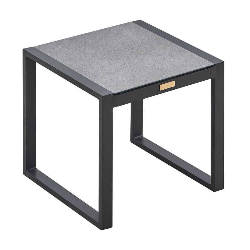 Hampton Pebbled Glass Outdoor Side Table  - Gray  - Finch