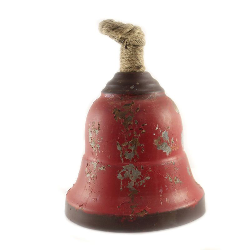 Home Decor 13.0" 13.00 Inch Red Metal Bell Decorate Tin Christmas Outdoor  -  Decorative Figurines