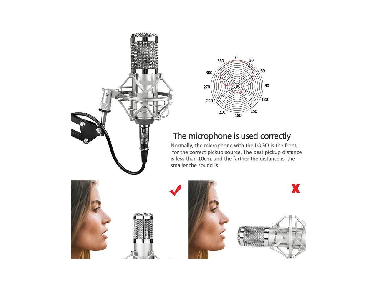 SA Profession BM800 Condenser Microphone for Computer Karaoke Phantom Power Pop Filter Multi-function Sound Card