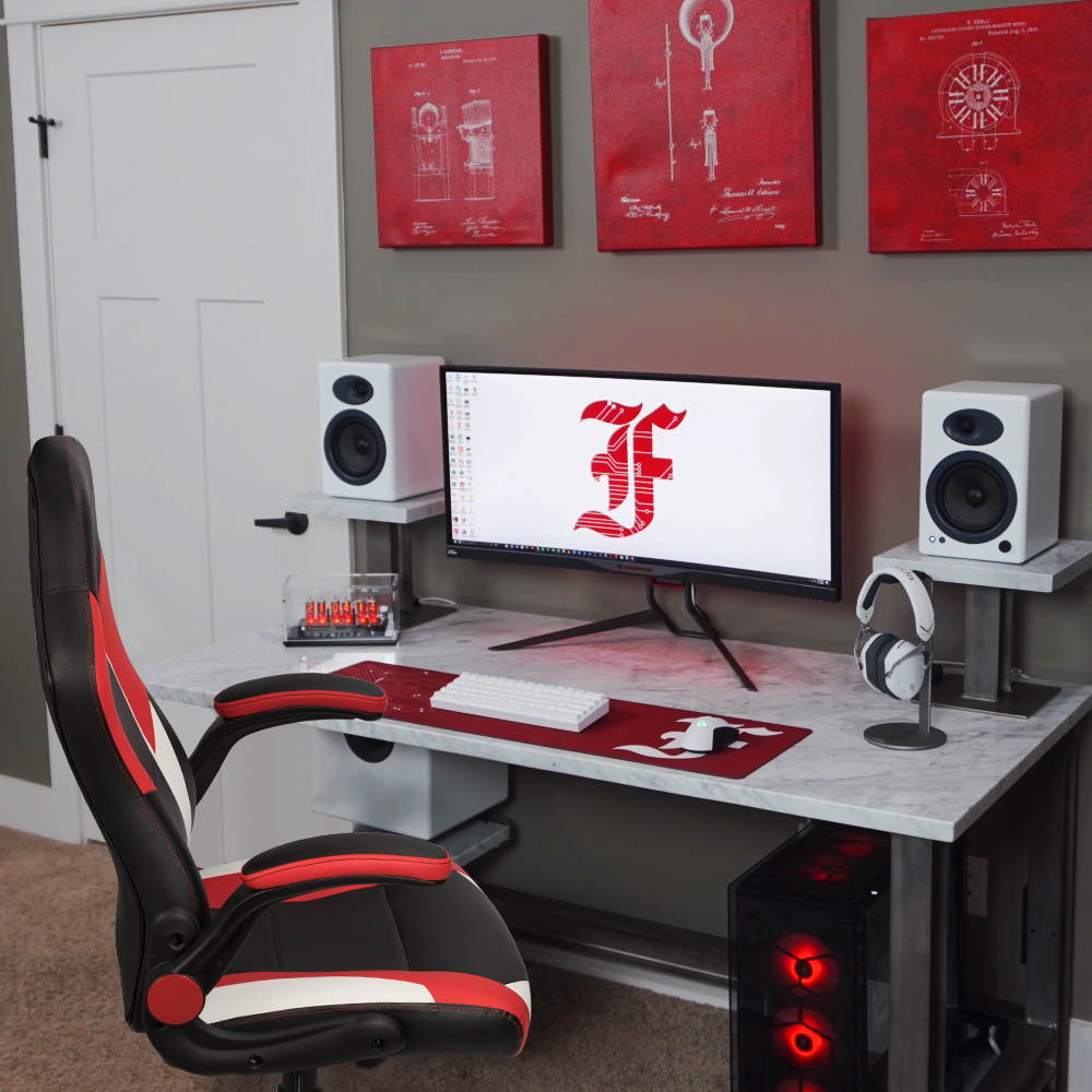 Homall Gaming Chair Office Computer Chair Racing Desk Chair Ergonomic High Back Adjustable Swivel Chair PU Leather Executive Chair for Adults with Flip Up Padded Arms (Red)