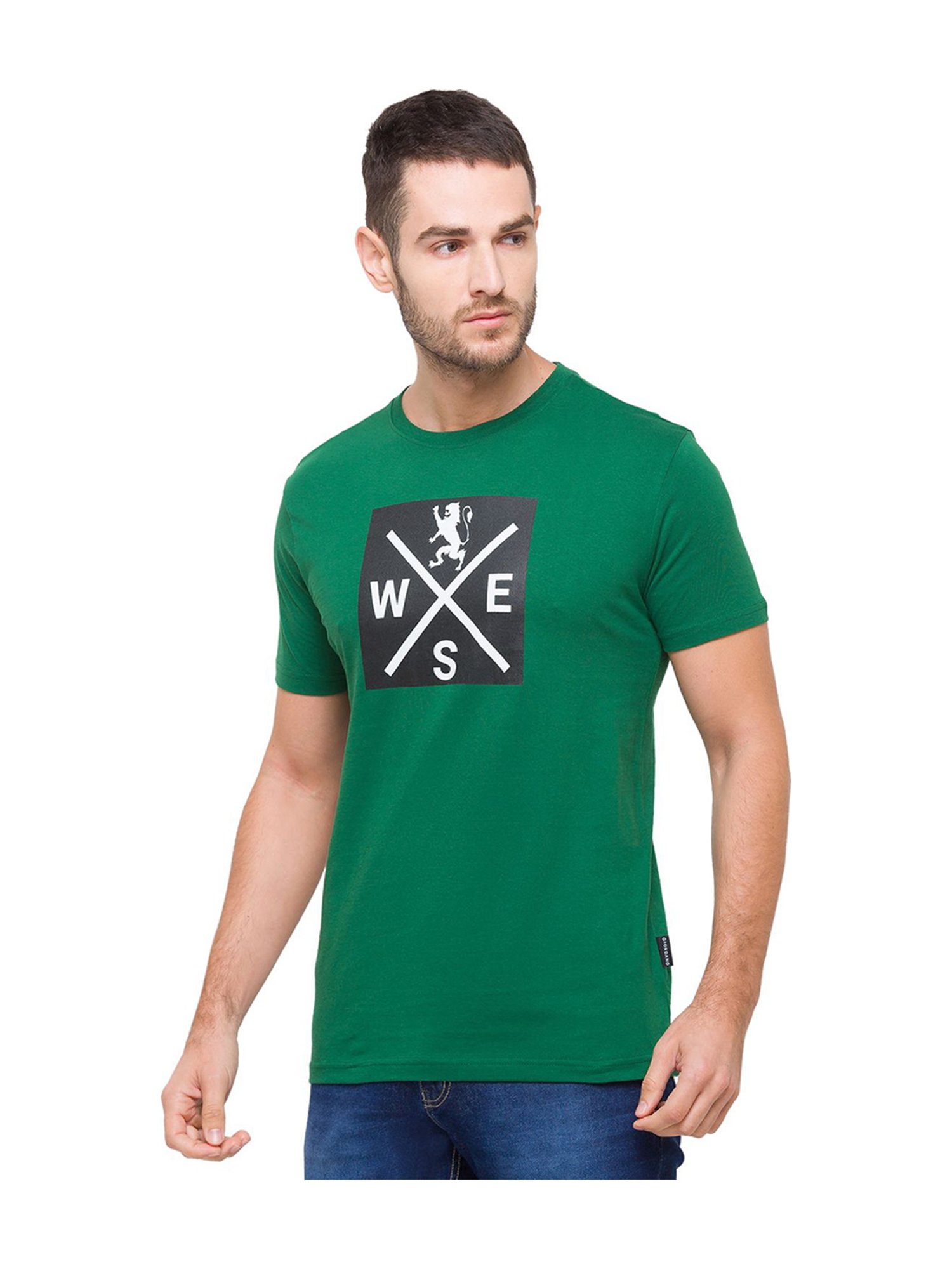 Giordano Green Cotton Round Neck T-Shirt