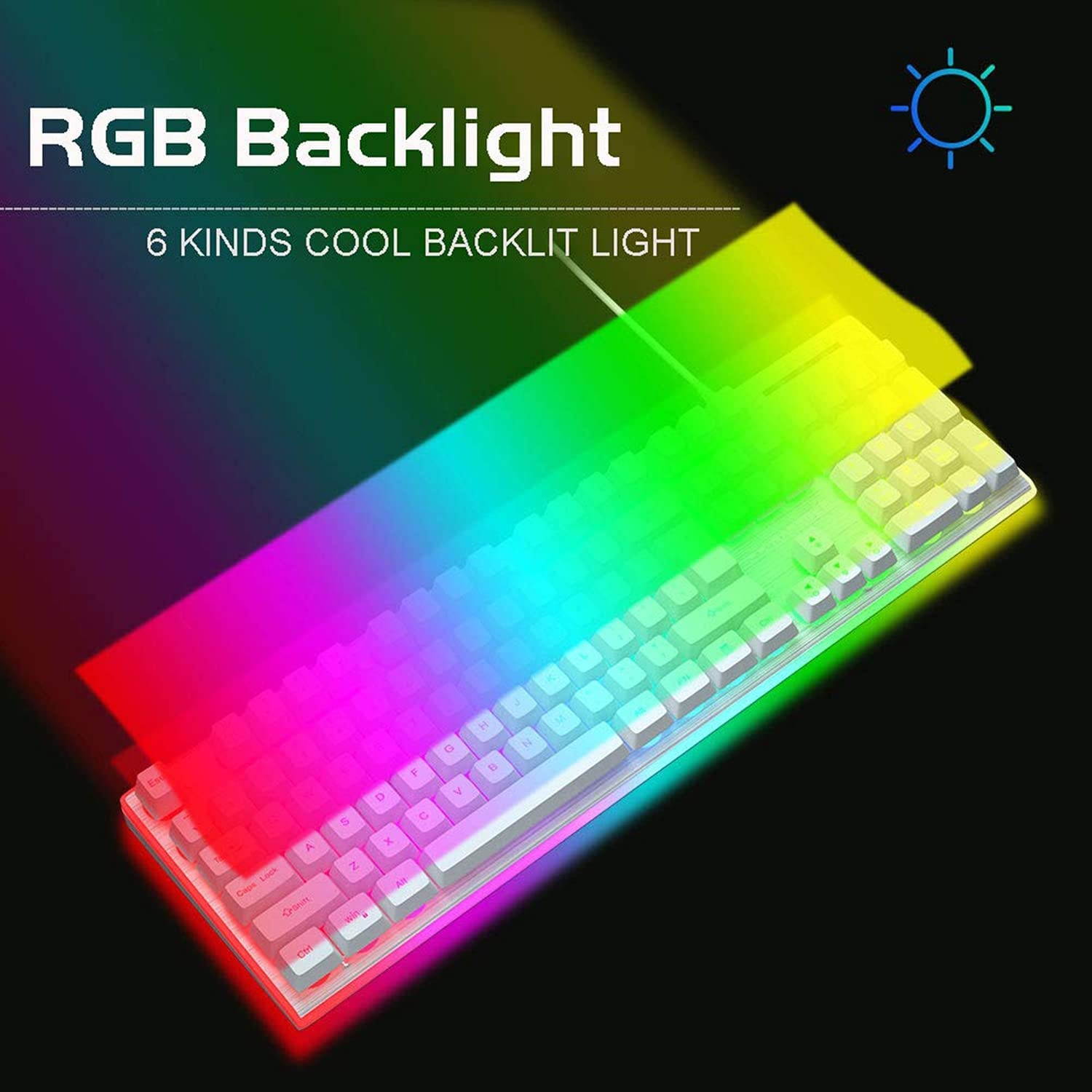 Gaming Keyboard and Mouse Combo, MageGee GT838 RGB Backlit Keyboard 104 Keys Aluminum Panel USB Quiet Wired Computer Keyboard for Windows PC Laptop - White/Silver