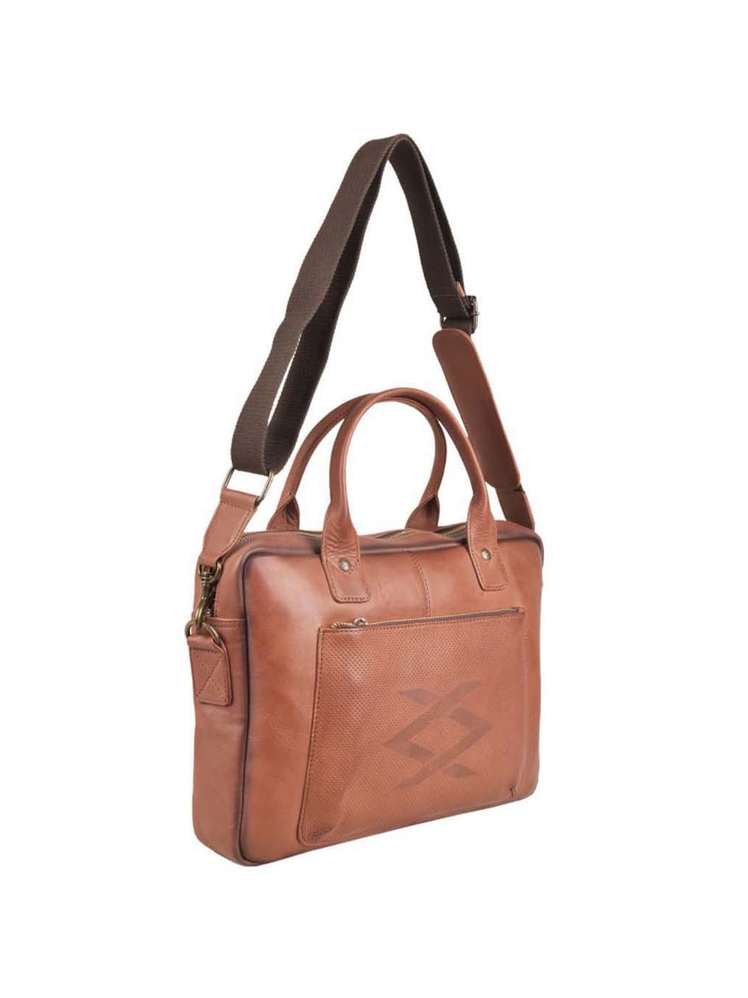 KOMPANERO Tan Leather Medium Messenger Bag