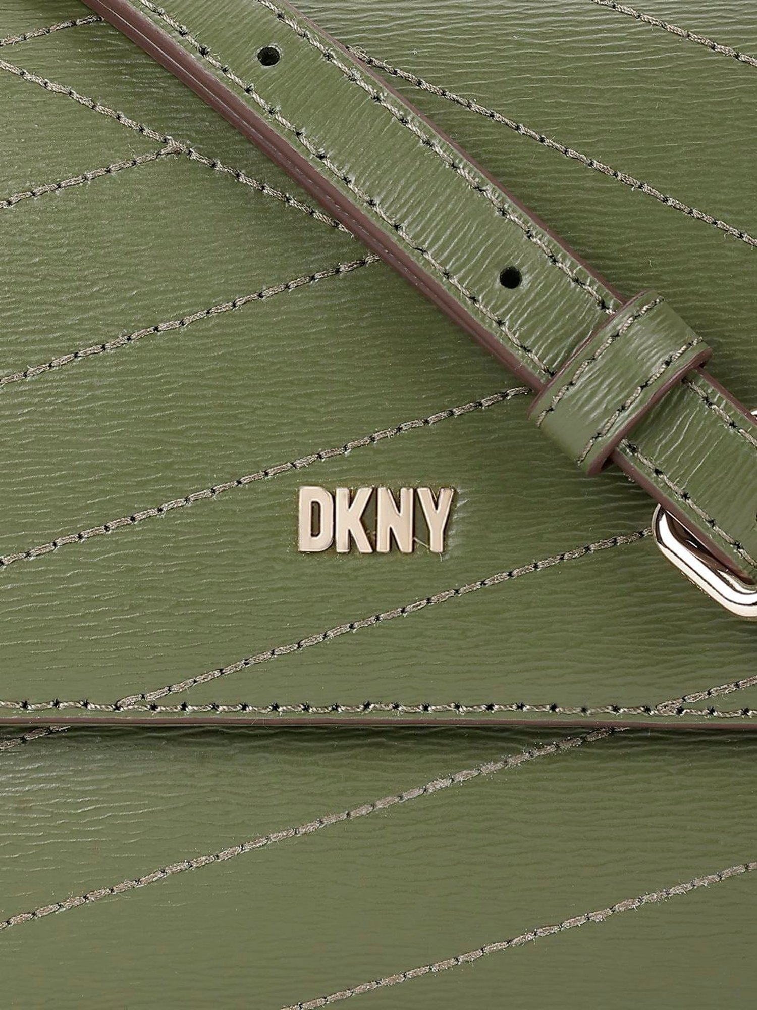 Dkny Green Leather Textured Sling Handbag