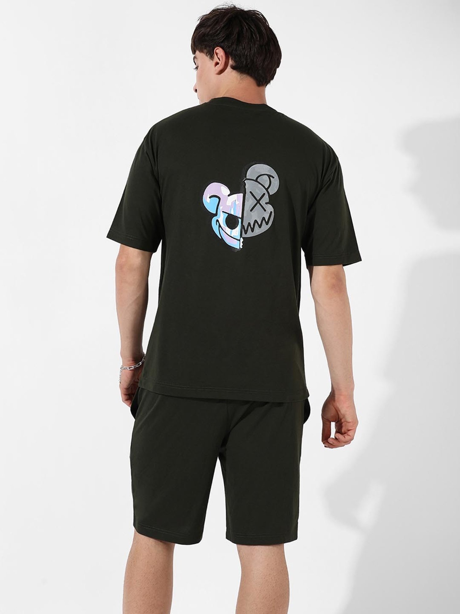 Campus Sutra Black Regular Fit Two-Faced Printed Co-Ord Set