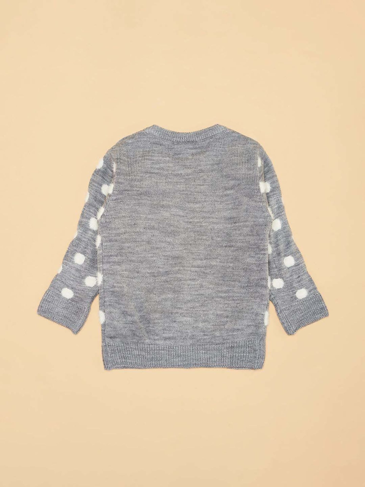 MINIKLUB Girls Green Self Design Full Sleeves Sweater