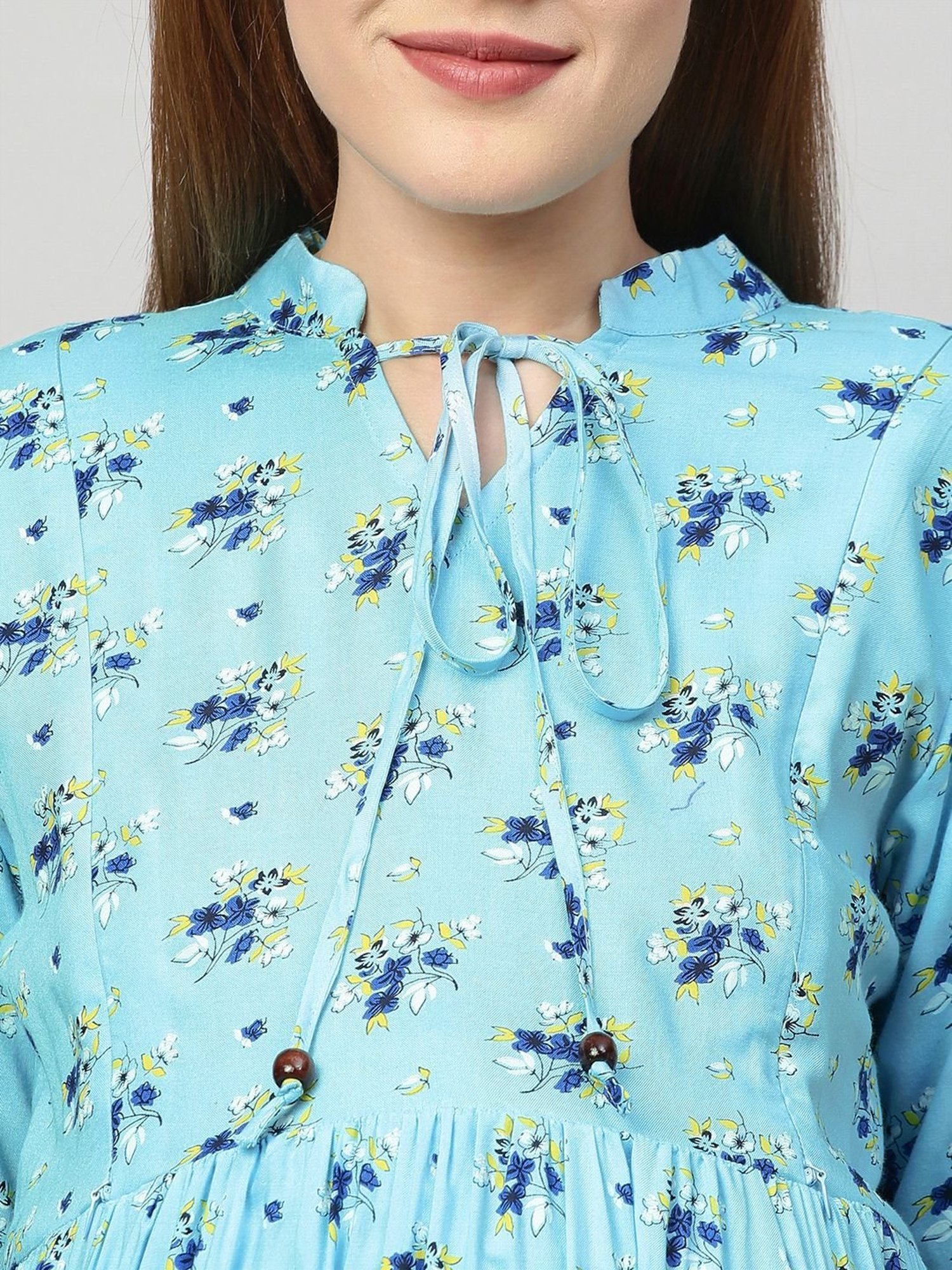 MomToBe Blue Printed Maternity Dress