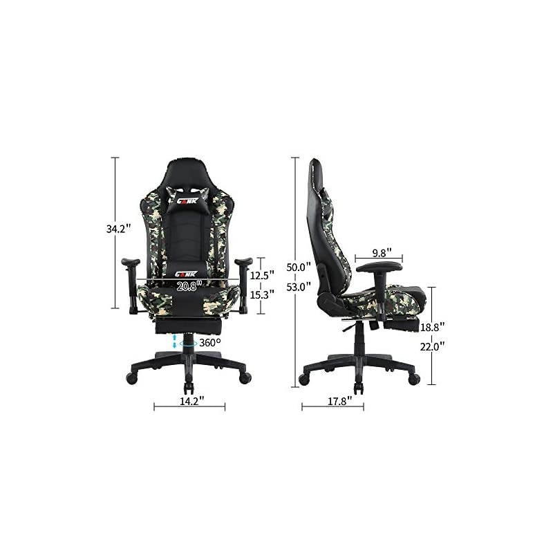 Ergonomic Gaming Chair,Office Computer Game Chair,E-Sports Chair,Gaming Chair,Racing Style with Adjustable Recliner Headrest Lumbar Pillow and Retractable Footrest (Camouflage)