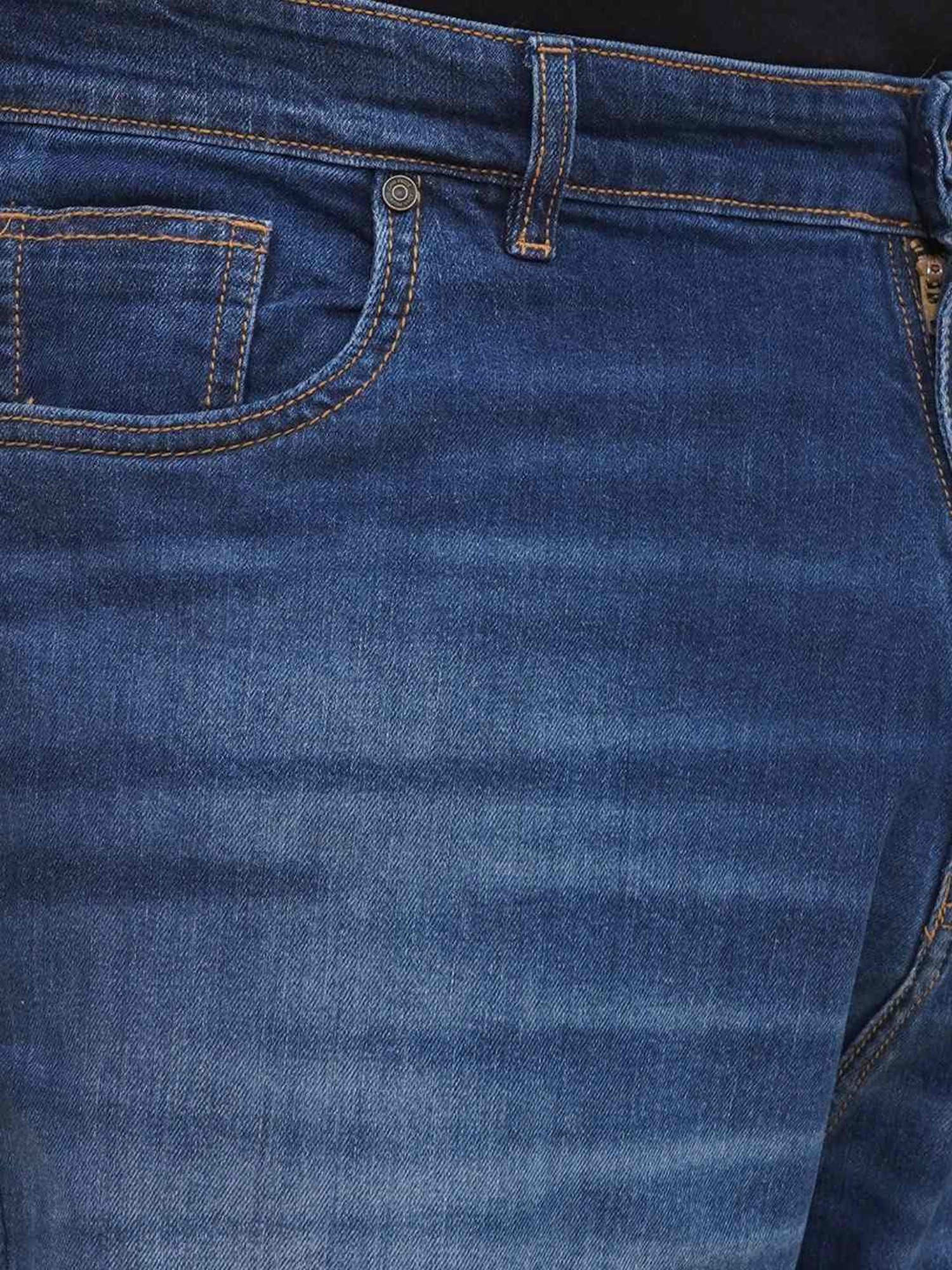 John Pride Blue Cotton Regular Fit Jeans