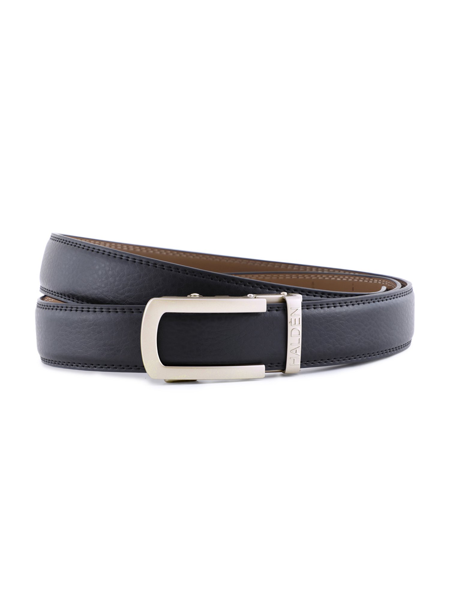 Halden Black Falcon Formal Belt With Classic Pearl Buckle