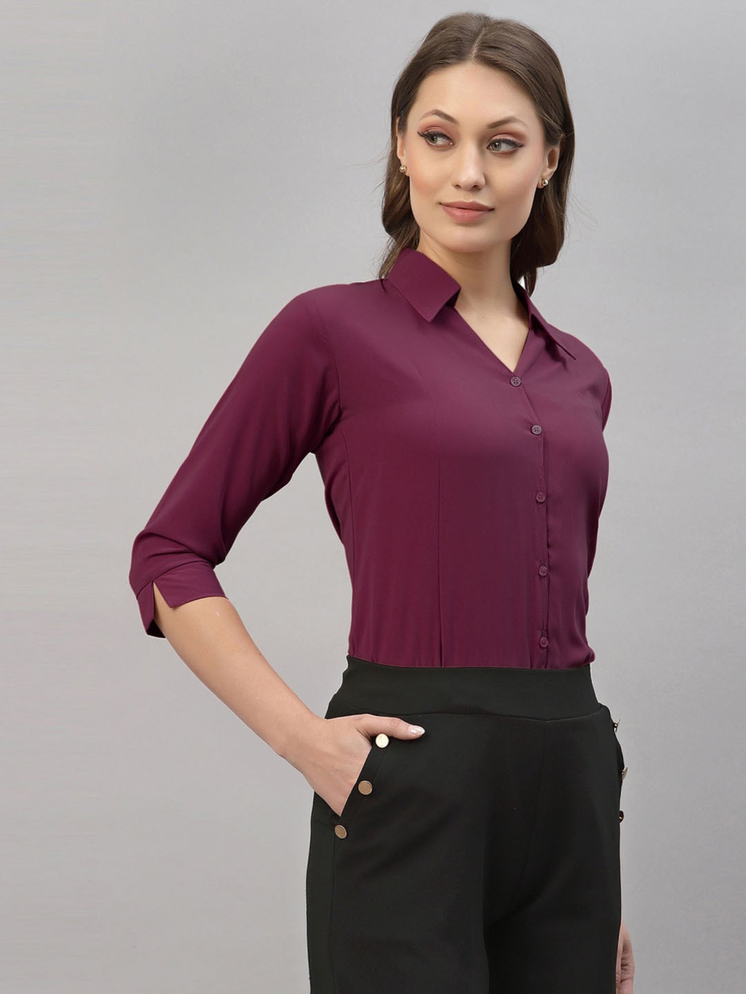 SELVIA Wine Regular Fit Formal Shirt