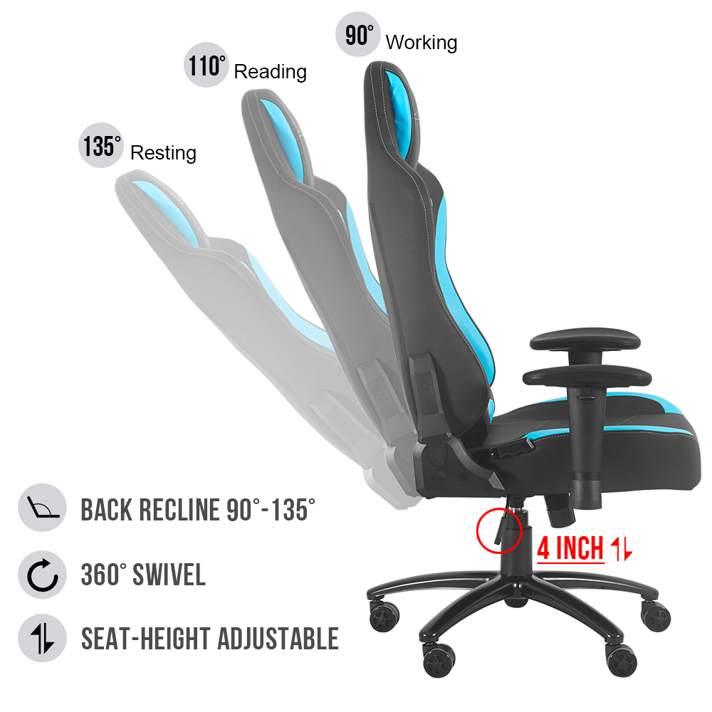 Ergonomic Racing Style Gaming Chair LUCKWIND Racing Chair
Massage Gaming Chair Office Chair Height Adjustment Recliner Swivel Rocker With USB Massage Lumbar Pad E-Sports Chair