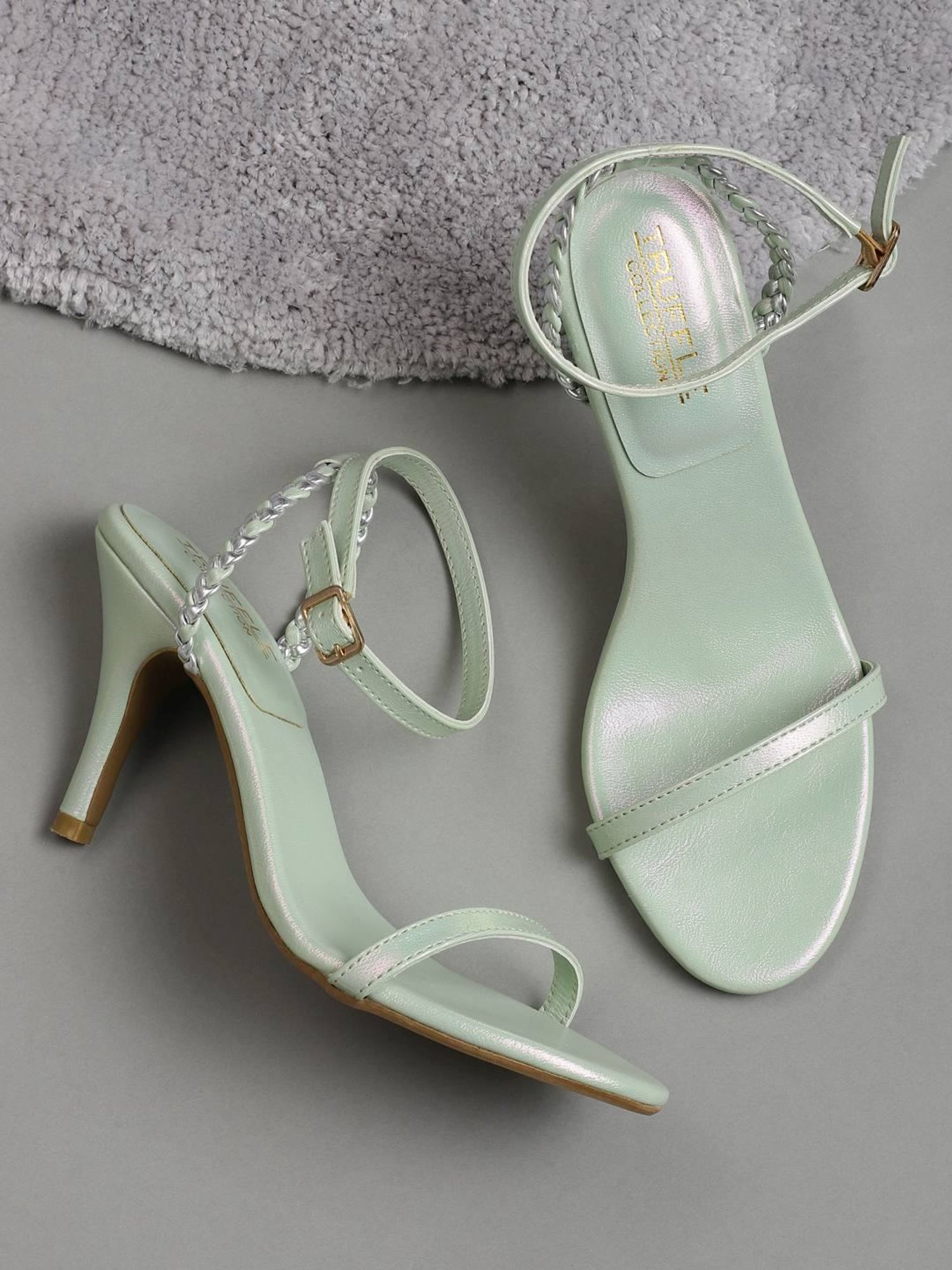 Truffle Collection Women's Mint Ankle Strap Stilettos