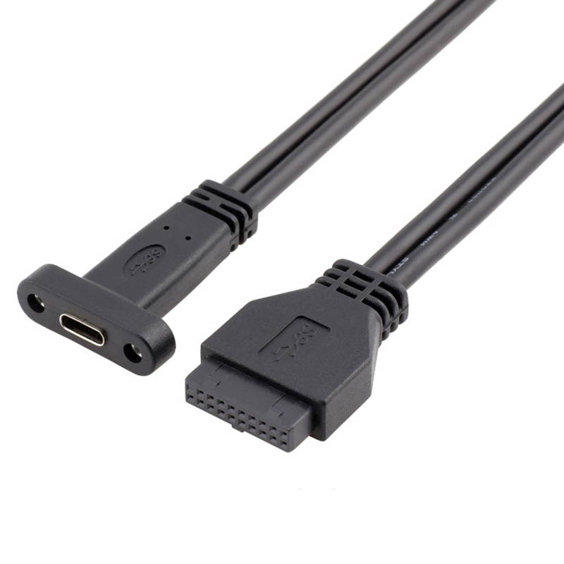 EnLabs PCIUSB20P2CF50CM 1.64FT Motherboard USB 20pin to USB 3.1 Type-C Female Adapter w/ PCI Slot Cover Bracket,w/ 5Gbps Data Transfer Speed - Black