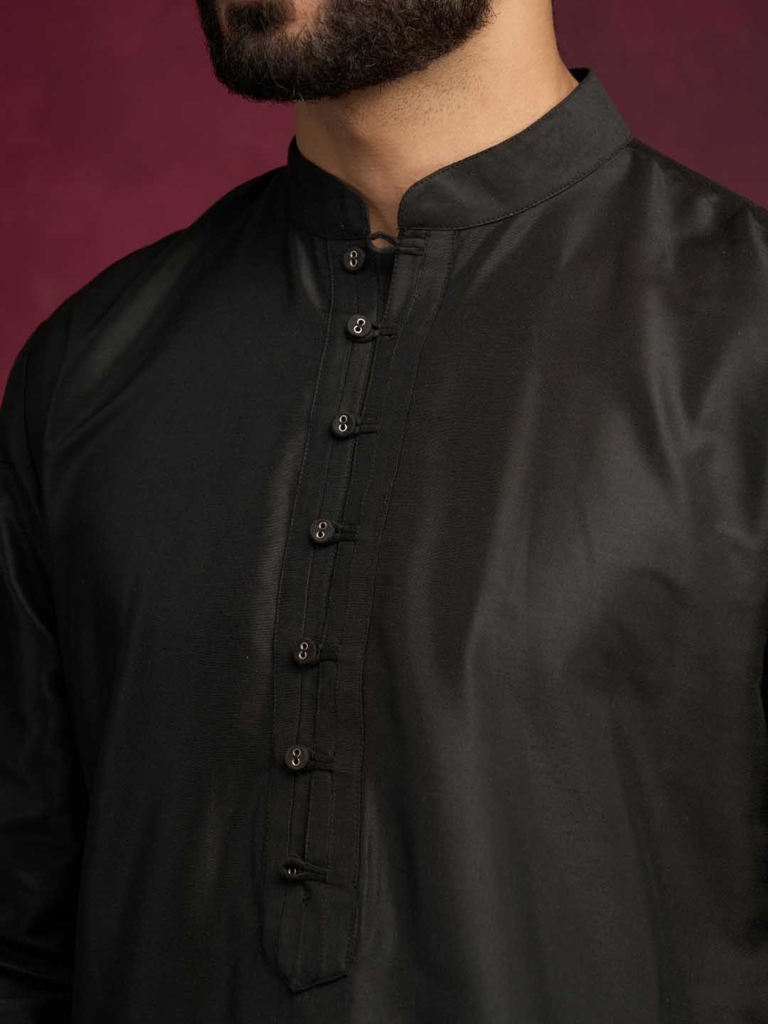 Abhishti Black Straight Fit Side Tie-Up Kurta & Pathani Pants Set