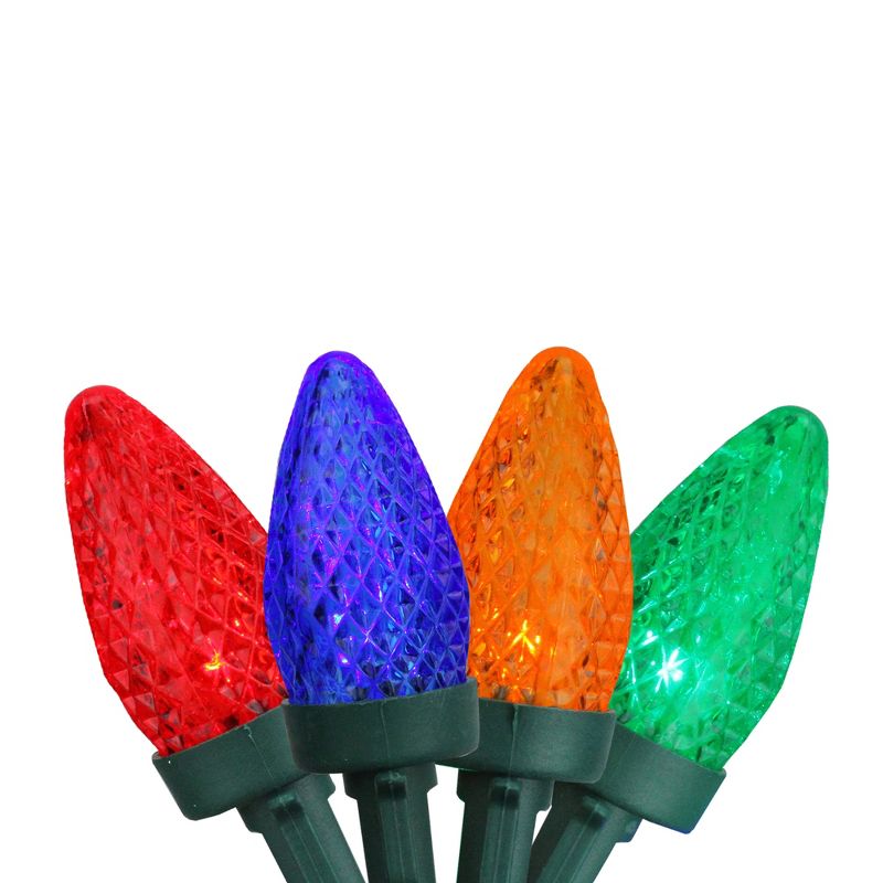 Brite Star 50 Multicolor LED C7 Faceted Christmas Lights - 20.25 ft Green Wire