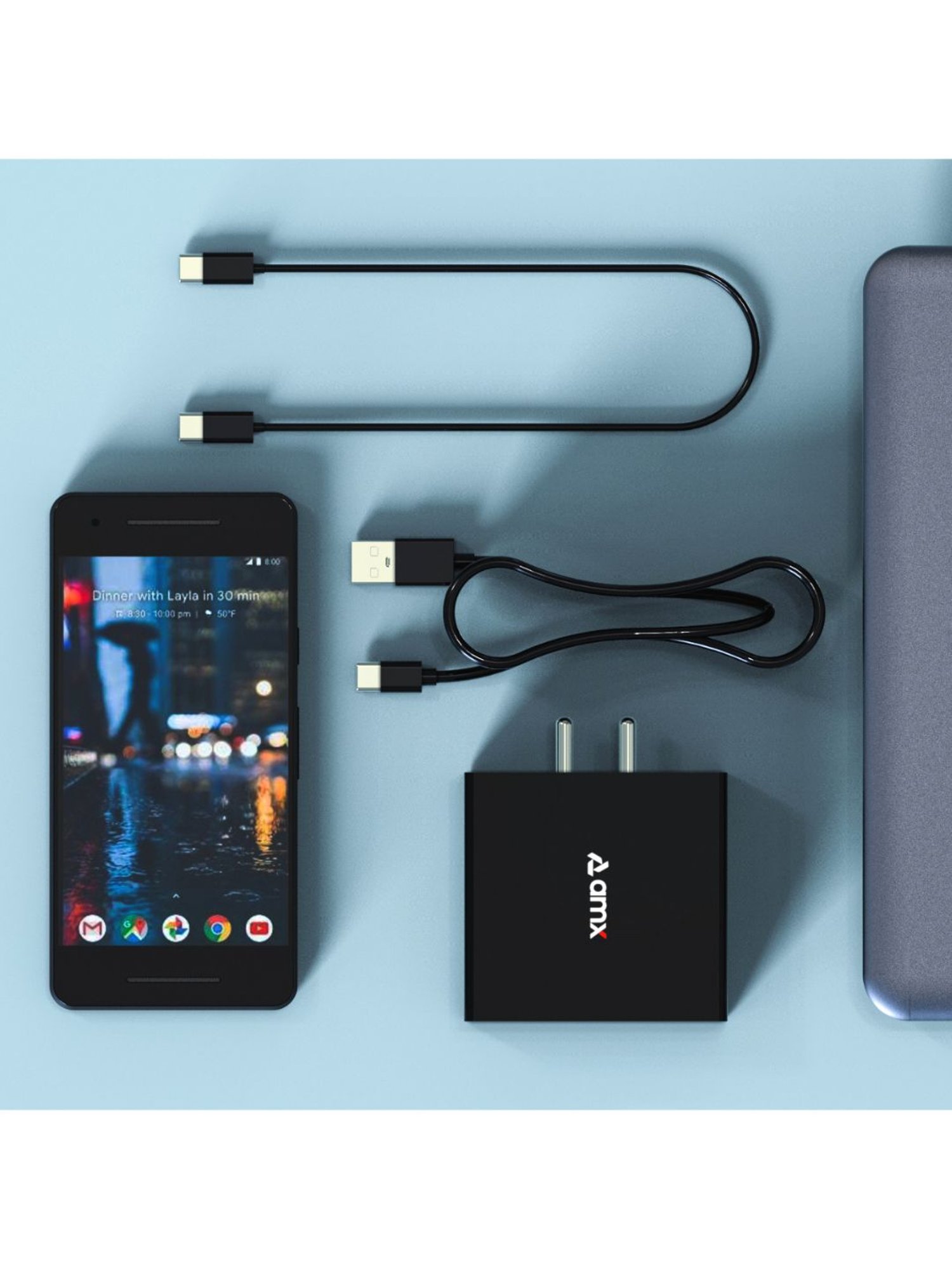 AMX XP 60 4 Port 62W Wall Charger 45W USB C Power Delivery PPS 3.0 (Black)