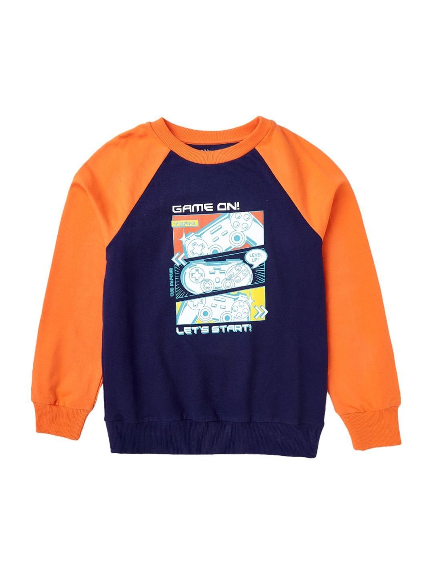 Cub McPaws Kids Navy & Orange Cotton Printed Full Sleeves Sweatshirt