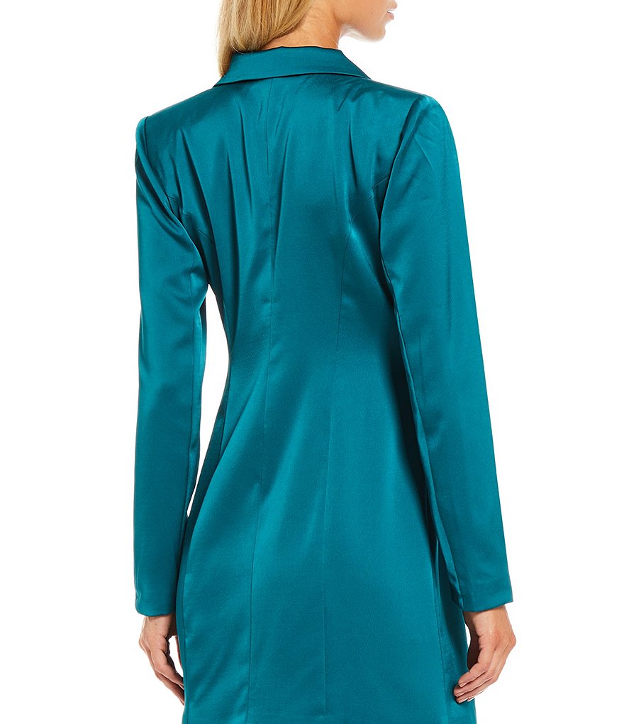 Adelyn Rae Long Sleeve Deep V-Neck Woven Tuxedo Dress