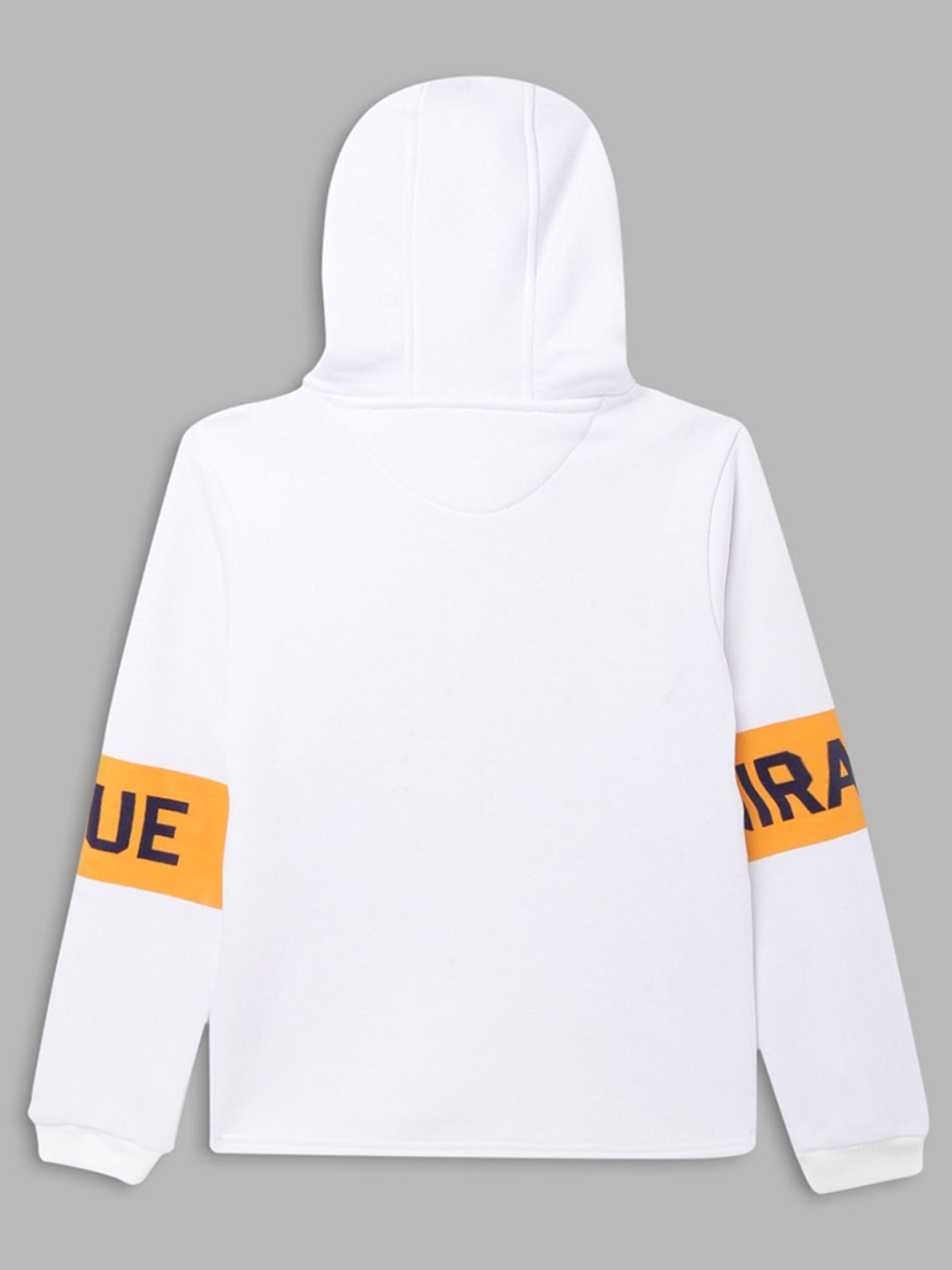 Blue Giraffe Kids White & Orange Printed Full Sleeves Sweatshirt