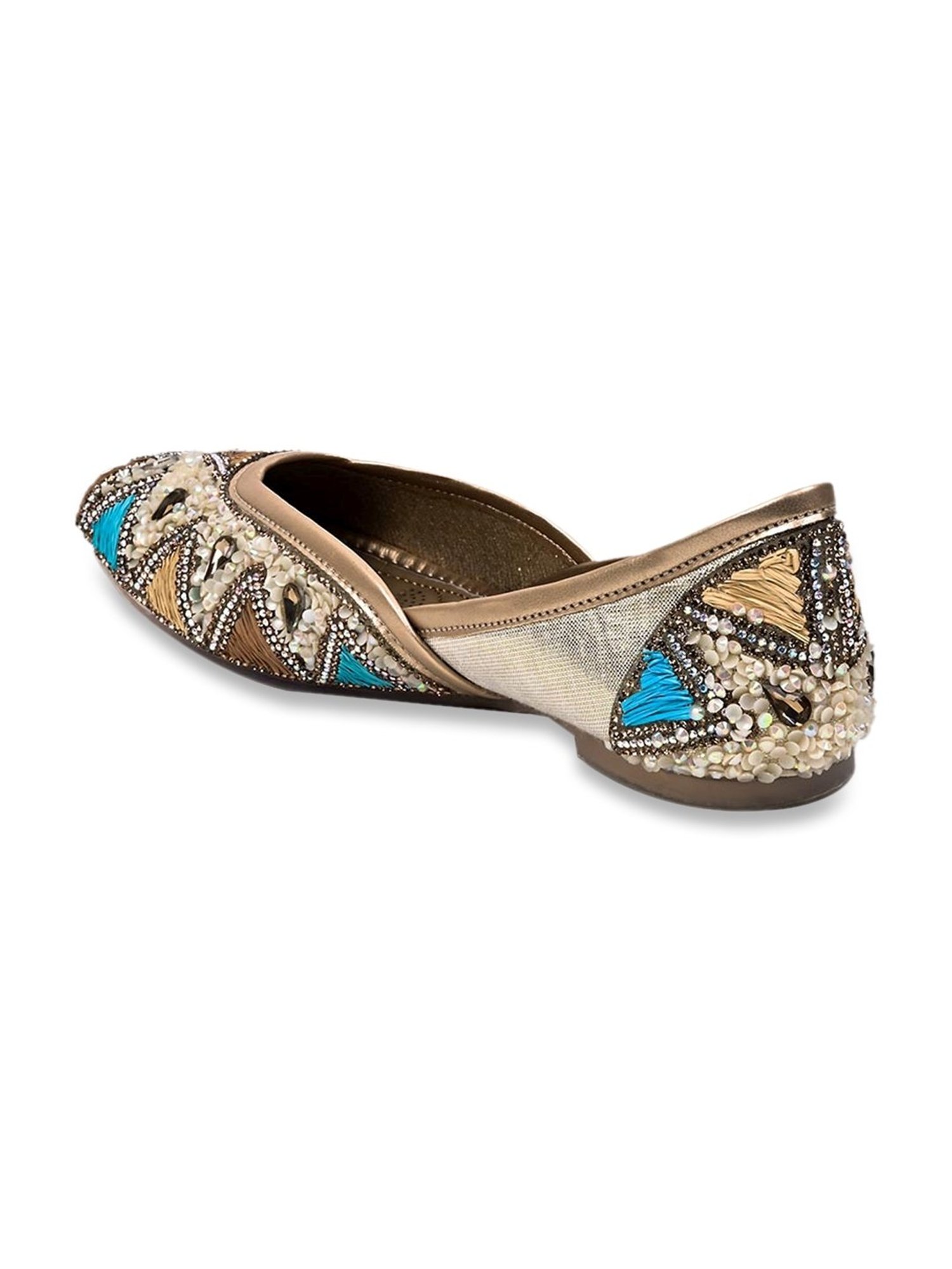 Jove Women's Gold Ethnic Juttis