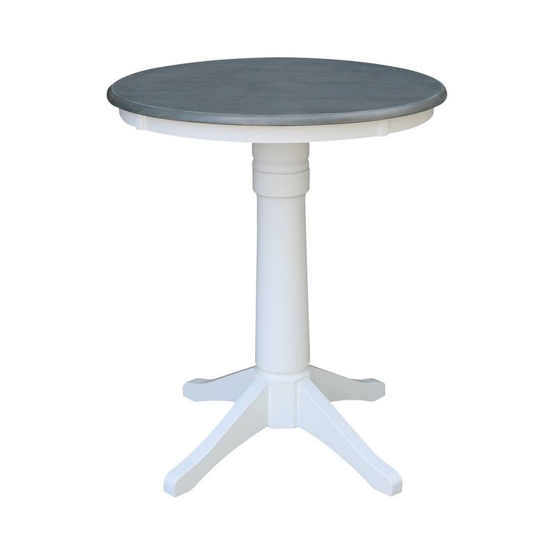 30" Effie Round Table with 2 X Back Counterstools Dining Sets White/Heather Gray - International Concepts
