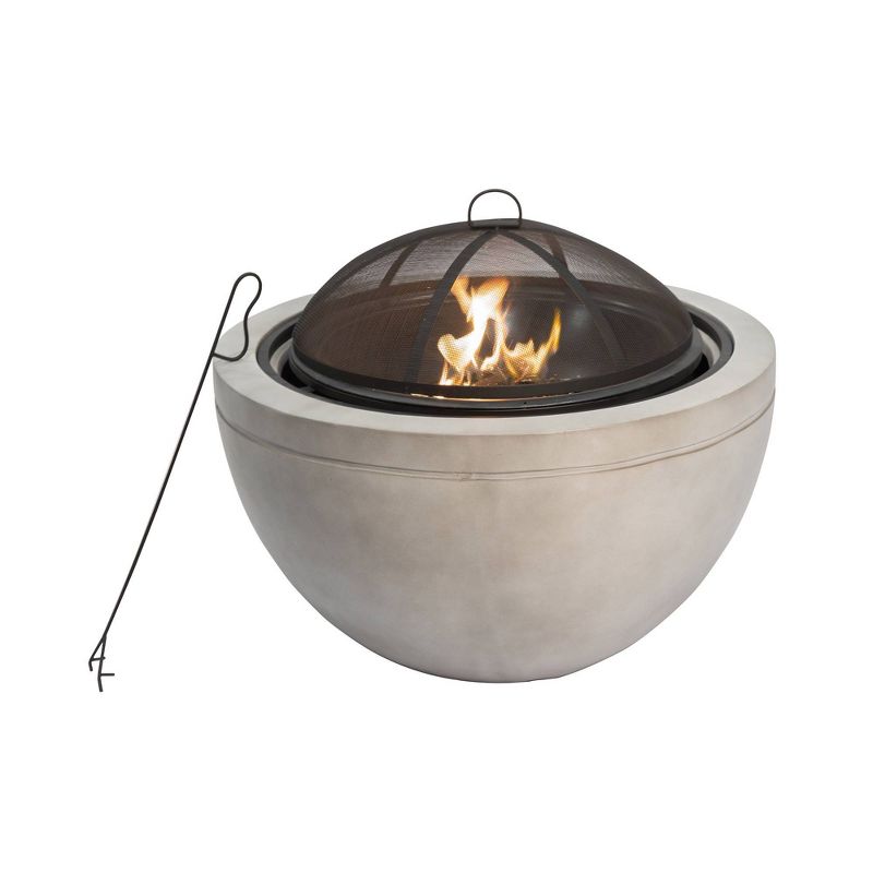 30" Outdoor Round Wood Burning Fire Pit with Concrete Base - Gray - Peaktop