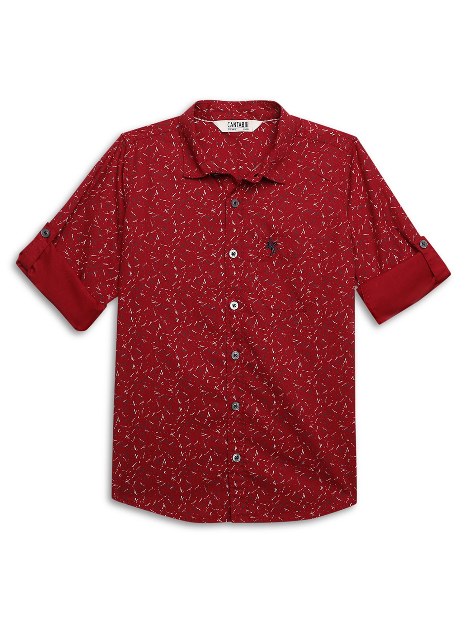 Cantabil Boys Red Printed Full Sleeves Shirt