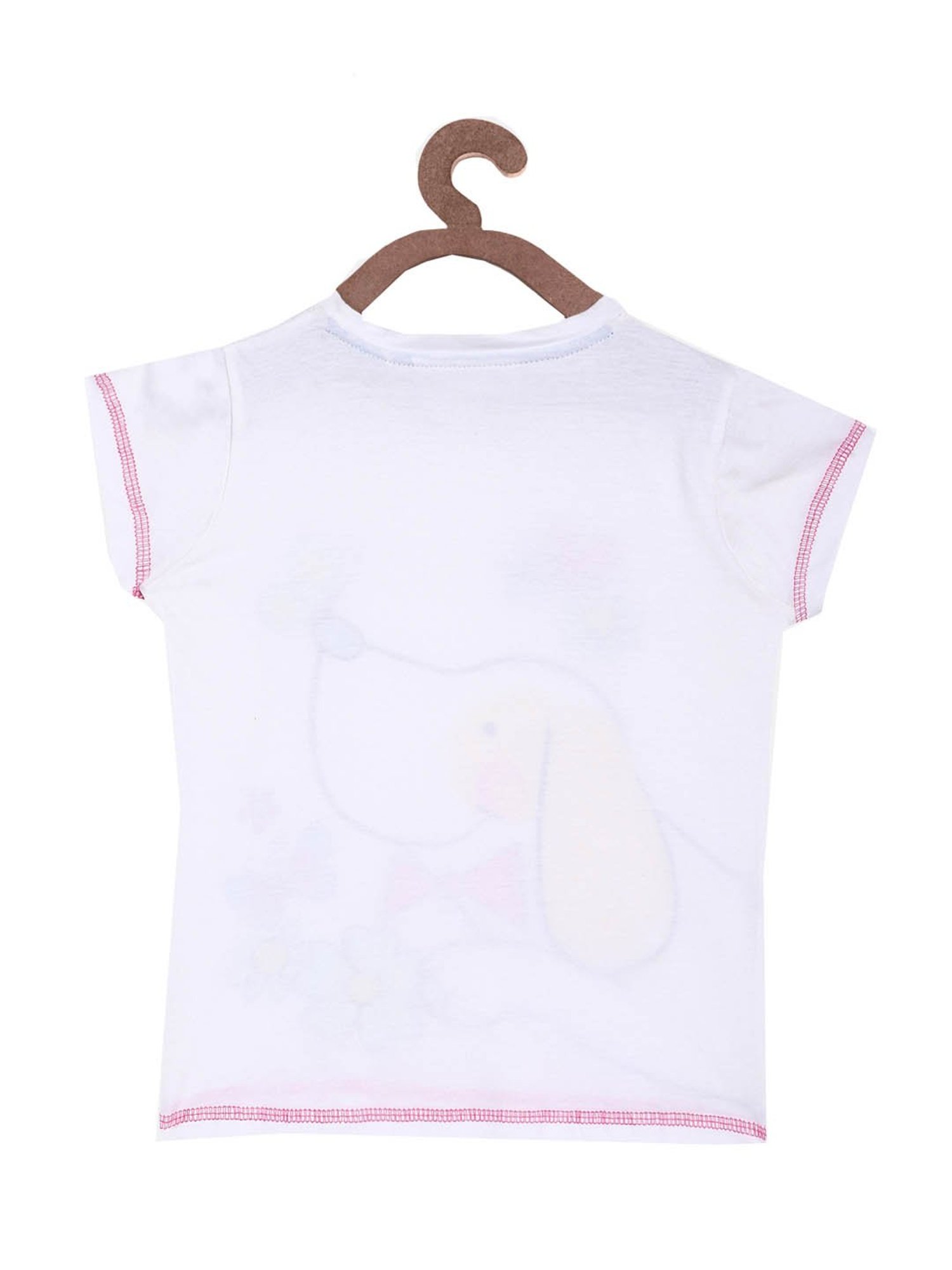 Lazy Shark Kids White & Pink Printed  Top with  Shorts