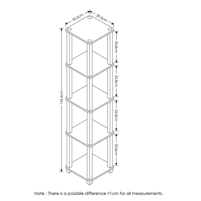 TurnSTube 5Tier Corner Square Rack Display Shelf BeechWhite