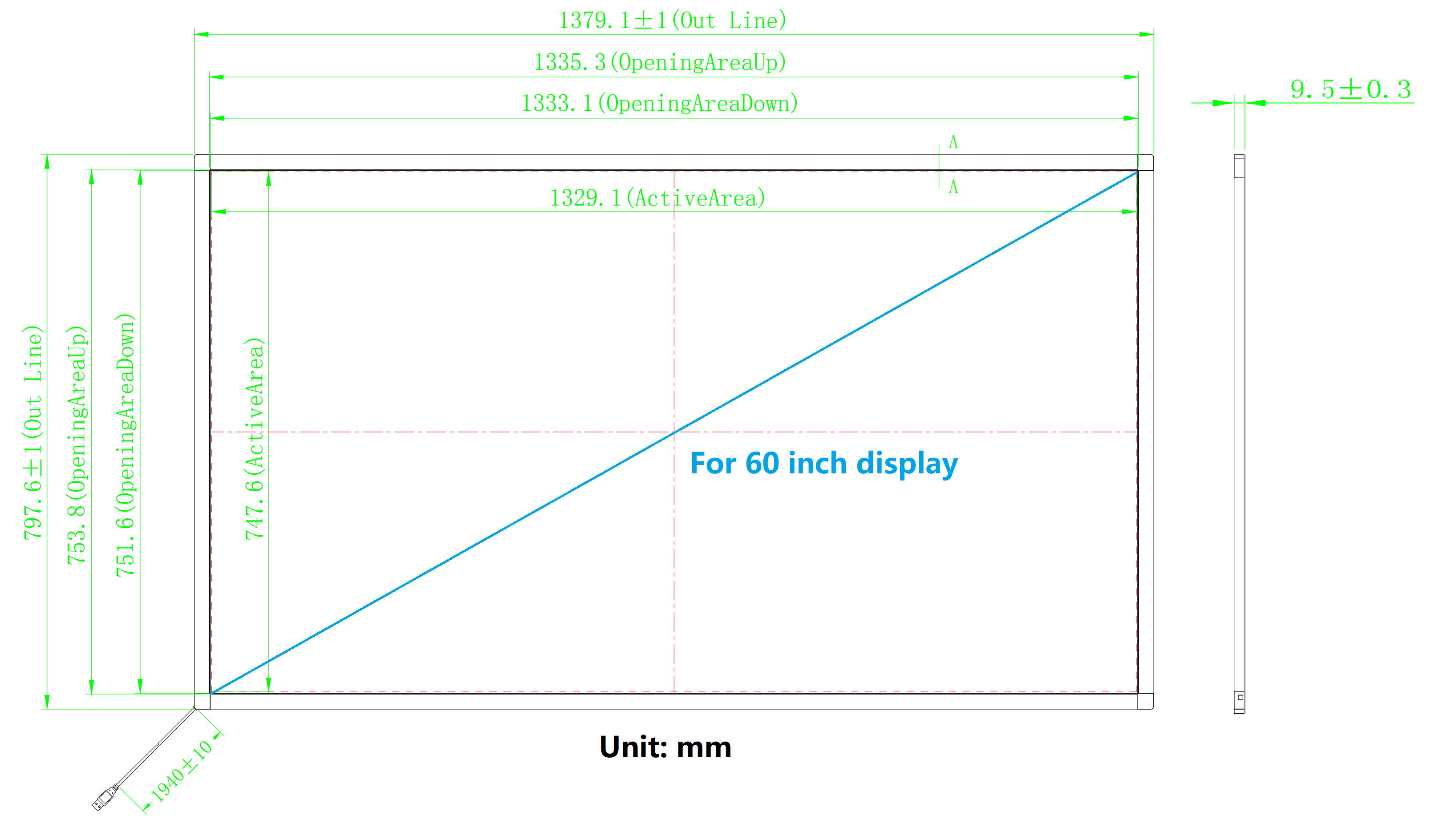 60 Inch 10 Points Infrared IR Multi Touch Screen Overlay Frame Panel USB Free Driver