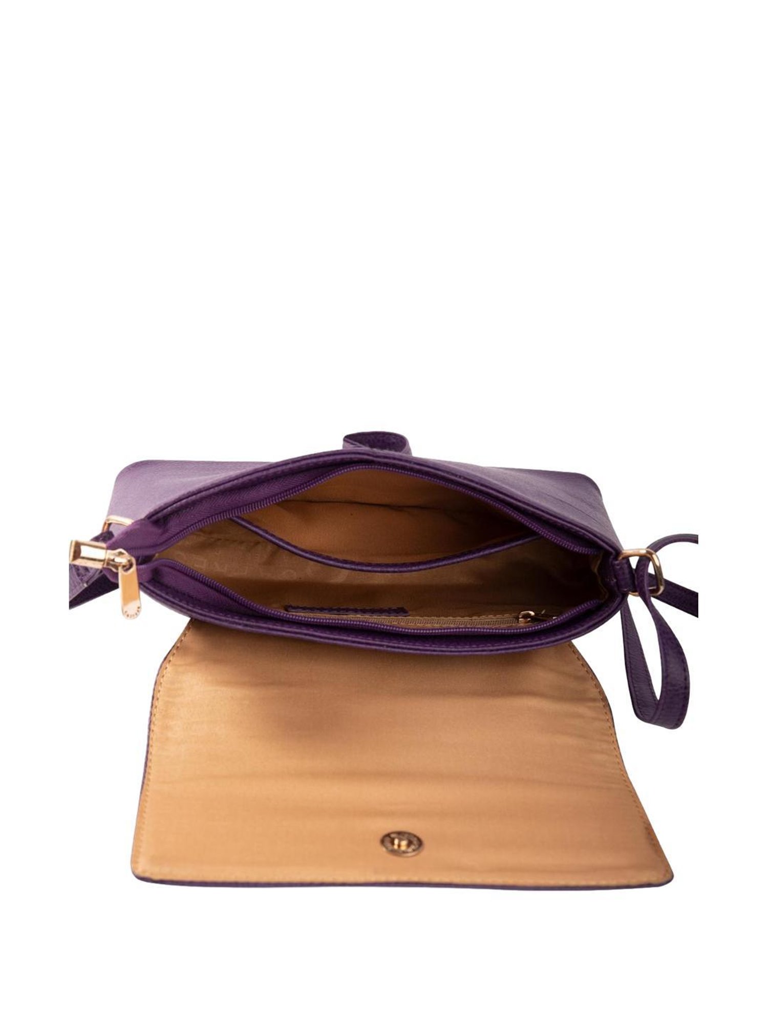Caprese March Purple Faux Leather Solid Sling Handbag