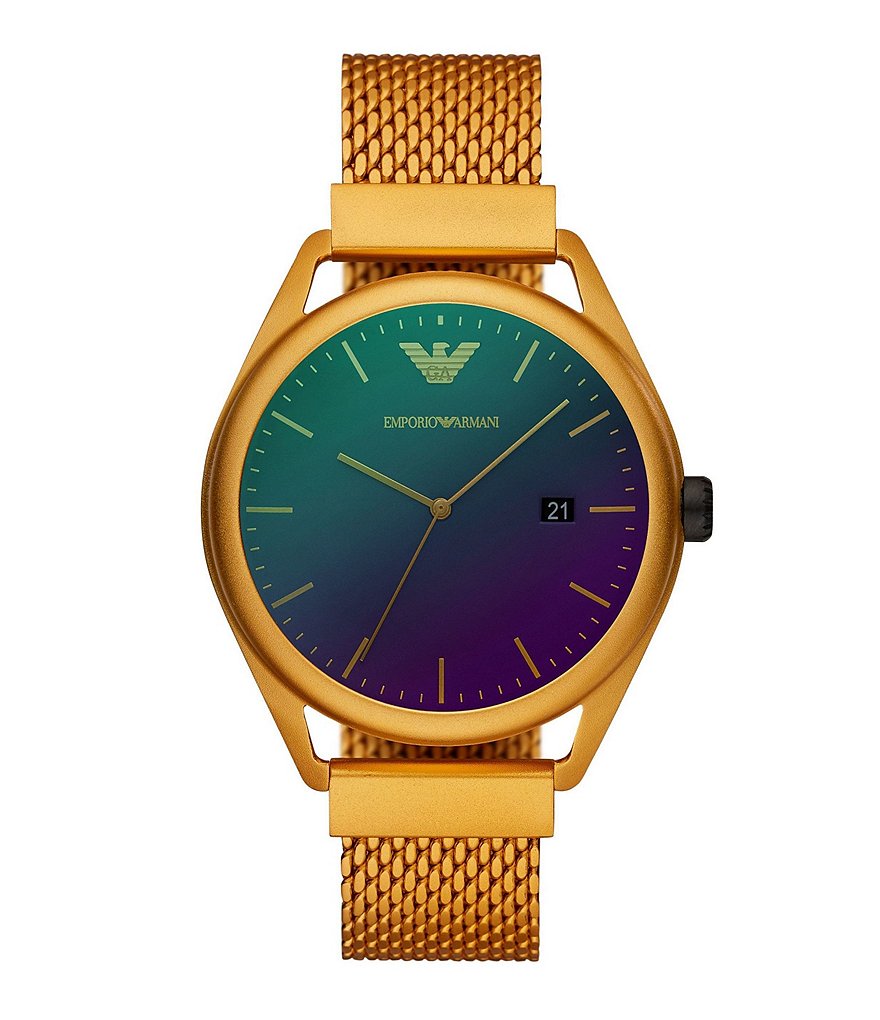 Emporio Armani Men's Three-Hand Date Matte Yellow Aluminum Watch