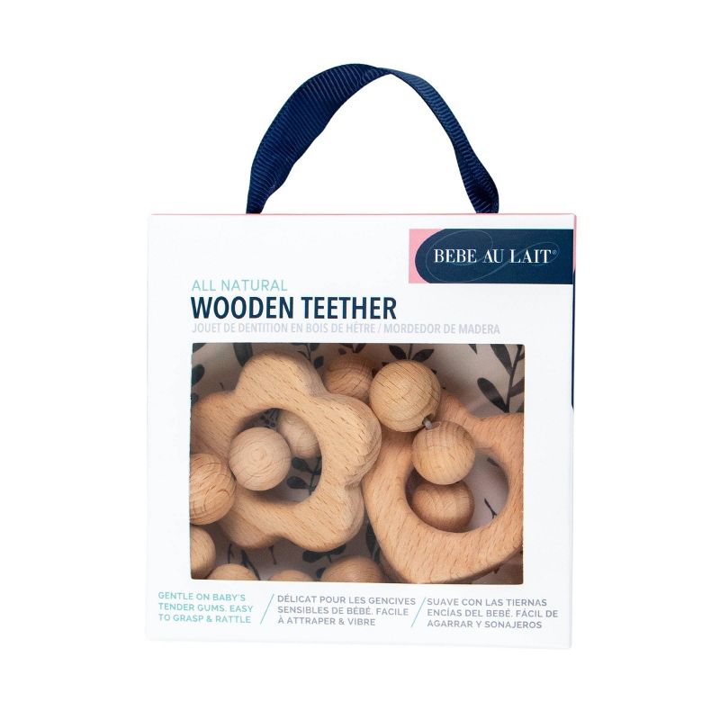 Bebe au Lait Wooden Teethers - Heart Flower