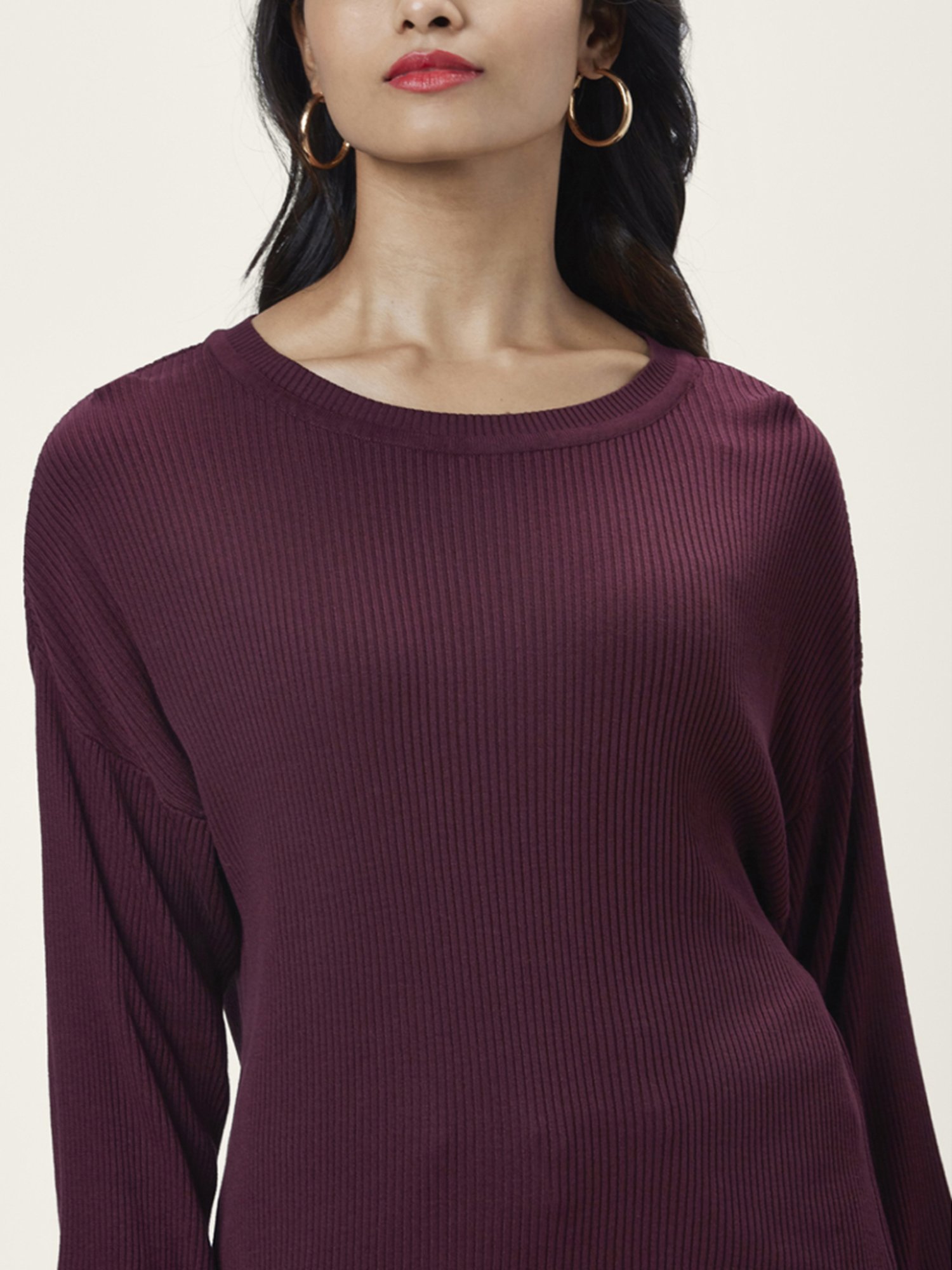 Honey by Pantaloons Maroon Self Pattern Sweater