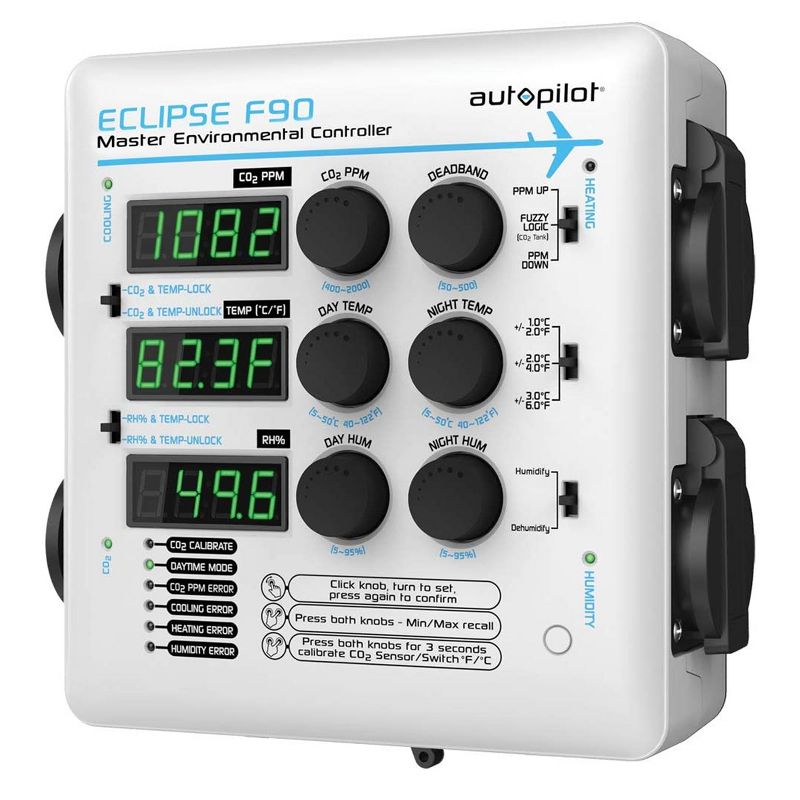 Autopilot APE4200 Eclipse F90 Master Environmental Controller Growing Tent Greenhouse Wall Unit for Humidity, Temperature, and CO2, White