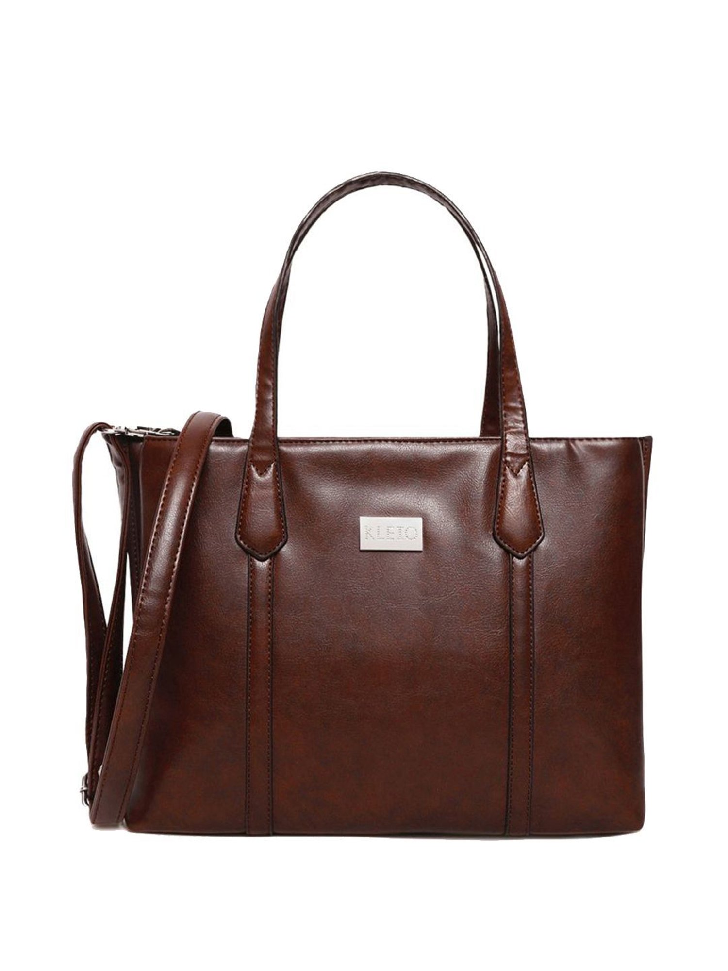 KLEIO Brown Solid Medium Handbag
