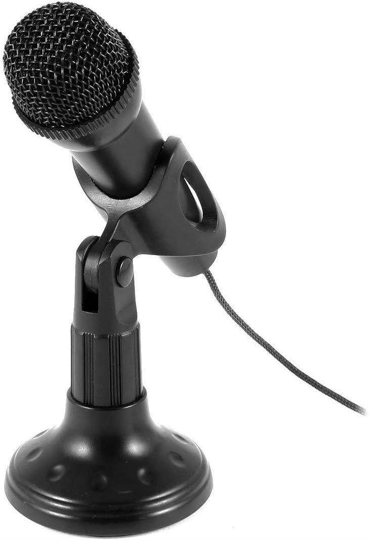 uxcell Mini 3.5mm Stereo Studio Speech Microphone Mic w Stand Mount Black for PC Laptop