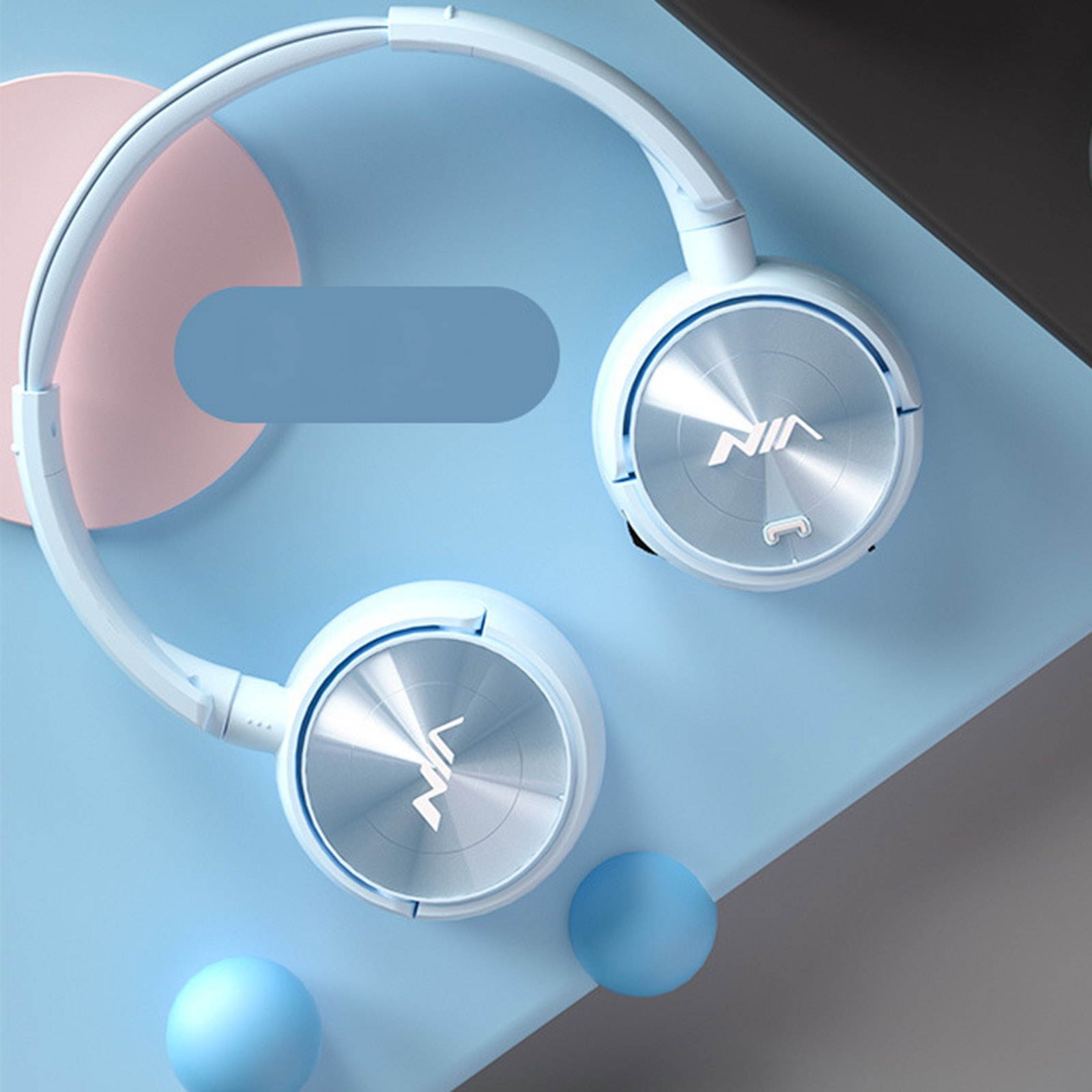 NIA Q2 Foldable On Ear Headset Wireless Bluetooth Headphones 3.5mm AUX IN Music Earphone TF Card MP3 Player FM Radio with Microphone APP Control