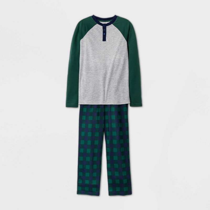 Boys' 2pc Henley Pajama Set - Cat & Jack™ Green S