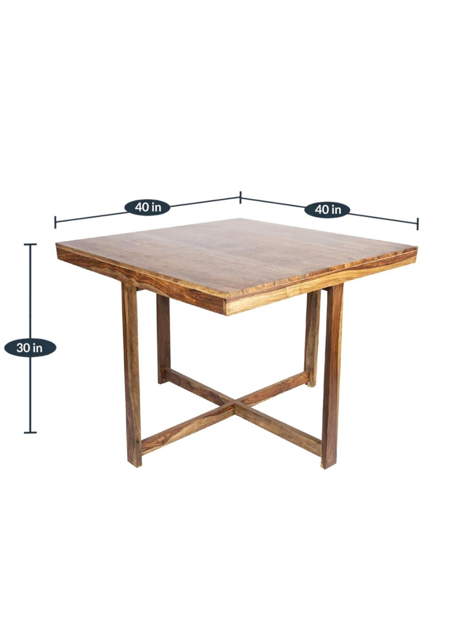 Ikiriya Kingston Solid Brown & Beige Wood 4 Seater Dining Table Set Teak Finish